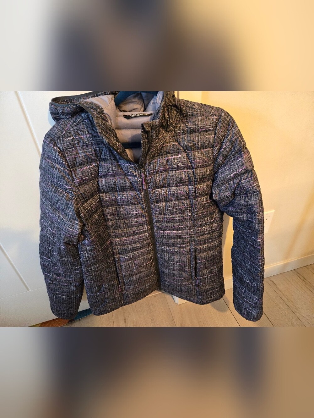 Paradox Women's Large Heathered Quilted Down Hooded Ski Jacket